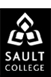 Sault College logo reverse white vertical