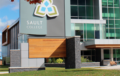 photo of building with Sault College sign in the front