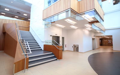 interior photo of campus in ie3 showing the staircase
