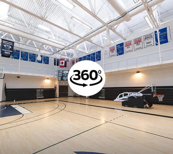 360 degree virtual tour icon overtop of gym