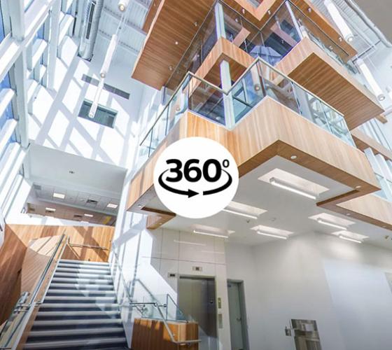 360 degree icon over the iE3 stairs for virtual tours