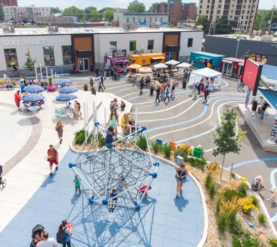 People at Downtown Plaza during a summer event