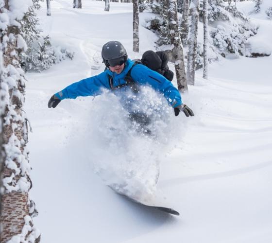 Skiing through fresh powder
