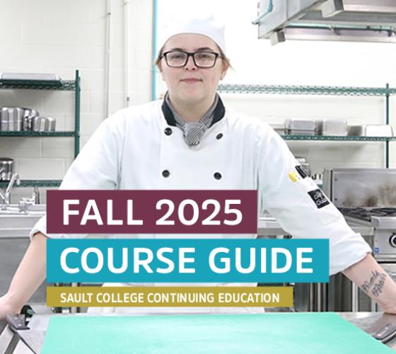 Continuing Education Fall 2025 Course Guide with photo of culinary student