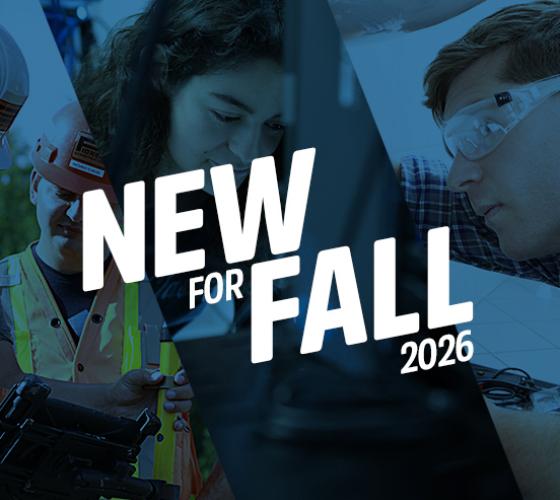 New for Fall 2026 white text over darkened images from new programs