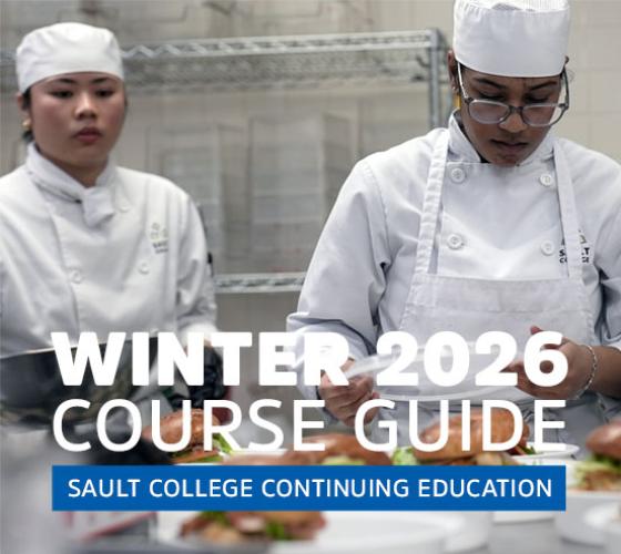 Culinary students prepping food in lab with Winter 2026 Courses for Con Ed text